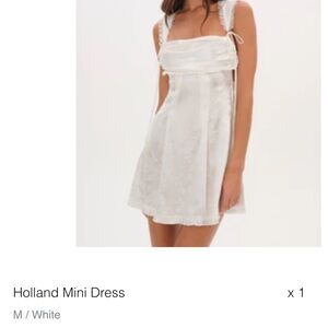 Holland Mini Dress from For Love & Lemons Satin Floral Slip Dress in Ivory